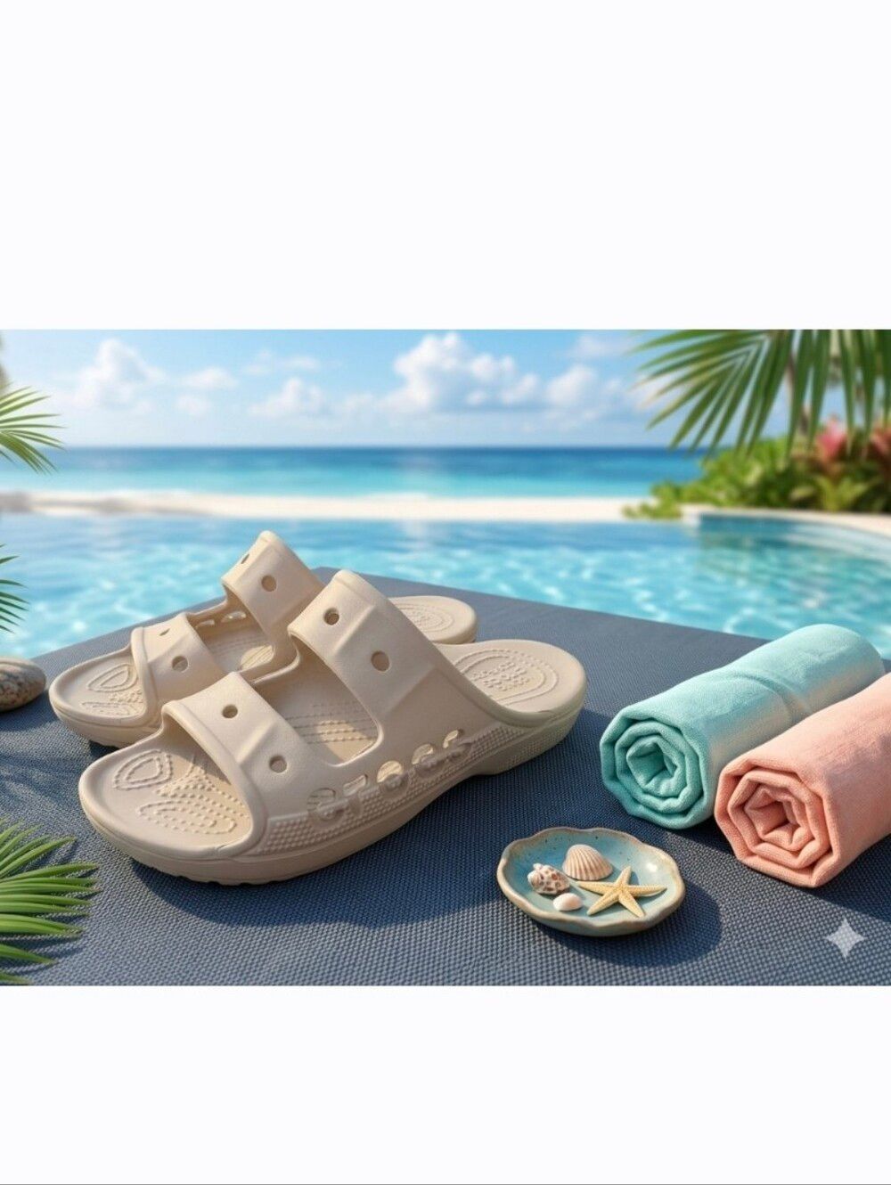 NWT Crocs Baya II Slide Sandals - Beige/Stucco - Size Men 5 / Women 7